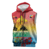 Personalised Torba PNG Day Sleeveless Zip Hoodie Oro Tapa Pattern - Polynesian Pride