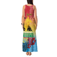 Personalised Torba PNG Day Tank Maxi Dress Oro Tapa Pattern - Polynesian Pride