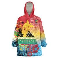 Personalised Torba PNG Day Wearable Blanket Hoodie Oro Tapa Pattern LT9 One Size Green - Polynesian Pride