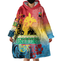 Personalised Torba PNG Day Wearable Blanket Hoodie Oro Tapa Pattern LT9 - Polynesian Pride