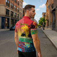 Personalised Torba PNG Day Zipper Polo Shirt Oro Tapa Pattern - Polynesian Pride