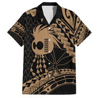 Ikaika Hawaiian Mythic Koa Tribal Warrior Family Matching Off The Shoulder Long Sleeve Dress and Hawaiian Shirt LT9 Dad's Shirt - Short Sleeve Gold - Polynesian Pride