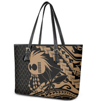 Ikaika Hawaiian Mythic Koa Tribal Warrior Leather Tote Bag