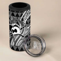 Koa Ikaika Warrior Helmet with Shark 4 in 1 Can Cooler Tumbler Black Kakau Style