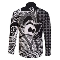 Koa Ikaika Warrior Helmet with Shark Family Matching Mermaid Dress and Hawaiian Shirt Black Kakau Style LT9 - Polynesian Pride