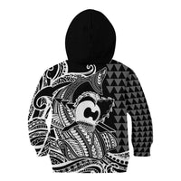 Koa Ikaika Warrior Helmet with Shark Kid Hoodie Black Kakau Style LT9 - Polynesian Pride