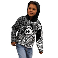 Koa Ikaika Warrior Helmet with Shark Kid Hoodie Black Kakau Style LT9 - Polynesian Pride