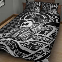 Koa Ikaika Warrior Helmet with Shark Quilt Bed Set Black Kakau Style
