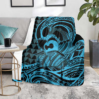 Koa Ikaika Warrior Helmet with Shark Blanket Blue Kakau Style