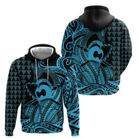 Koa Ikaika Warrior Helmet with Shark Zip Hoodie Blue Kakau Style LT9 - Polynesian Pride