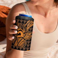 Koa Ikaika Warrior Helmet with Shark 4 in 1 Can Cooler Tumbler Gold Kakau Style