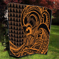 Koa Ikaika Warrior Helmet with Shark Quilt Gold Kakau Style