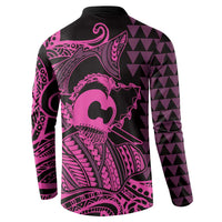 Koa Ikaika Warrior Helmet with Shark Button Sweatshirt Pink Kakau Style LT9 - Polynesian Pride
