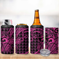 Koa Ikaika Warrior Helmet with Shark 4 in 1 Can Cooler Tumbler Pink Kakau Style
