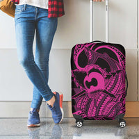 Koa Ikaika Warrior Helmet with Shark Luggage Cover Pink Kakau Style