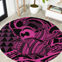 Koa Ikaika Warrior Helmet with Shark Round Carpet Pink Kakau Style LT9 Pink - Polynesian Pride