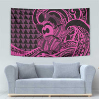 Koa Ikaika Warrior Helmet with Shark Tapestry Pink Kakau Style