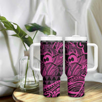 Koa Ikaika Warrior Helmet with Shark Tumbler With Handle Pink Kakau Style