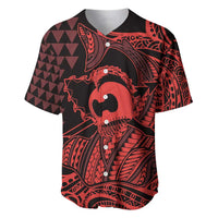 Koa Ikaika Warrior Helmet with Shark Baseball Jersey Red Kakau Style LT9 Red - Polynesian Pride