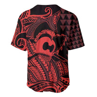 Koa Ikaika Warrior Helmet with Shark Baseball Jersey Red Kakau Style LT9 - Polynesian Pride