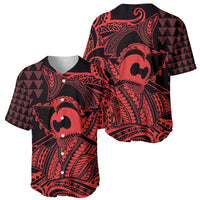 Koa Ikaika Warrior Helmet with Shark Baseball Jersey Red Kakau Style LT9 - Polynesian Pride