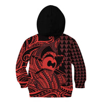 Koa Ikaika Warrior Helmet with Shark Kid Hoodie Red Kakau Style LT9 - Polynesian Pride