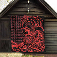 Koa Ikaika Warrior Helmet with Shark Quilt Red Kakau Style