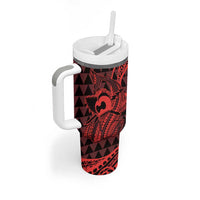 Koa Ikaika Warrior Helmet with Shark Tumbler With Handle Red Kakau Style