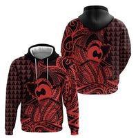 Koa Ikaika Warrior Helmet with Shark Zip Hoodie Red Kakau Style LT9 - Polynesian Pride