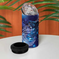 North Island Kokako and South Island Kokako 4 in 1 Can Cooler Tumbler New Zealand Native Bird with Galaxy Vibe
