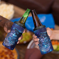 North Island Kokako and South Island Kokako 4 in 1 Can Cooler Tumbler New Zealand Native Bird with Galaxy Vibe