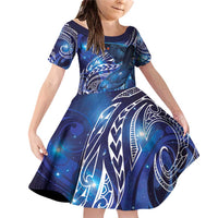 North Island Kokako and South Island Kokako Family Matching Off Shoulder Short Dress and Hawaiian Shirt New Zealand Native Bird with Galaxy Vibe