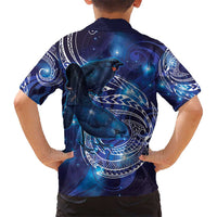 North Island Kokako and South Island Kokako Kid Hawaiian Shirt New Zealand Native Bird with Galaxy Vibe