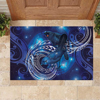 North Island Kokako and South Island Kokako Rubber Doormat New Zealand Native Bird with Galaxy Vibe