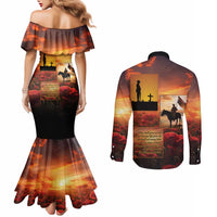 ANZAC Day Film Reel Lest We Forget Couples Matching Mermaid Dress and Long Sleeve Button Shirt Australia NZ Memorial