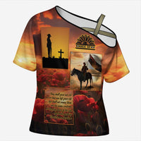 ANZAC Day Film Reel Lest We Forget Cross Shoulder Shirt Australia NZ Memorial LT9 Female Red - Polynesian Pride