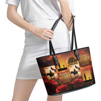ANZAC Day Film Reel Lest We Forget Leather Tote Bag Australia NZ Memorial