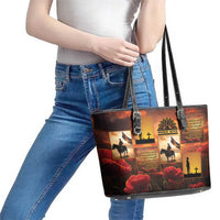 ANZAC Day Film Reel Lest We Forget Leather Tote Bag Australia NZ Memorial