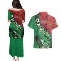 Personalised Cook Islands ANZAC 1915-2026 Filmstrip Couples Matching Puletasi and Hawaiian Shirt Lest We Forget 25 April