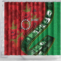 Personalised Cook Islands ANZAC 1915-2026 Filmstrip Shower Curtain Lest We Forget 25 April