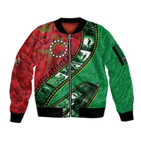 Personalised Cook Islands ANZAC 1915-2026 Filmstrip Sleeve Zip Bomber Jacket Lest We Forget 25 April