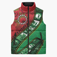 Personalised Cook Islands ANZAC 1915-2026 Filmstrip Sleeveless Puffer Jacket Lest We Forget 25 April LT9 Unisex Green - Polynesian Pride