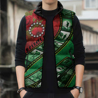 Personalised Cook Islands ANZAC 1915-2026 Filmstrip Sleeveless Puffer Jacket Lest We Forget 25 April LT9 - Polynesian Pride