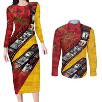 Personalised Niue ANZAC 1915-2026 Filmstrip Couples Matching Long Sleeve Bodycon Dress and Long Sleeve Button Shirt Lest We Forget 25 April