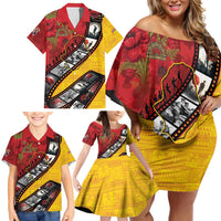Personalised Niue ANZAC 1915-2026 Filmstrip Family Matching Off Shoulder Short Dress and Hawaiian Shirt Lest We Forget 25 April