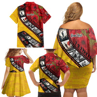 Personalised Niue ANZAC 1915-2026 Filmstrip Family Matching Off Shoulder Short Dress and Hawaiian Shirt Lest We Forget 25 April