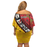 Personalised Niue ANZAC 1915-2026 Filmstrip Family Matching Off Shoulder Short Dress and Hawaiian Shirt Lest We Forget 25 April