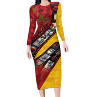 Personalised Niue ANZAC 1915-2026 Filmstrip Long Sleeve Bodycon Dress Lest We Forget 25 April