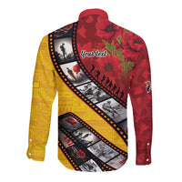Personalised Niue ANZAC 1915-2026 Filmstrip Long Sleeve Button Shirt Lest We Forget 25 April LT9 - Polynesian Pride