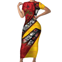 Personalised Niue ANZAC 1915-2026 Filmstrip Short Sleeve Bodycon Dress Lest We Forget 25 April